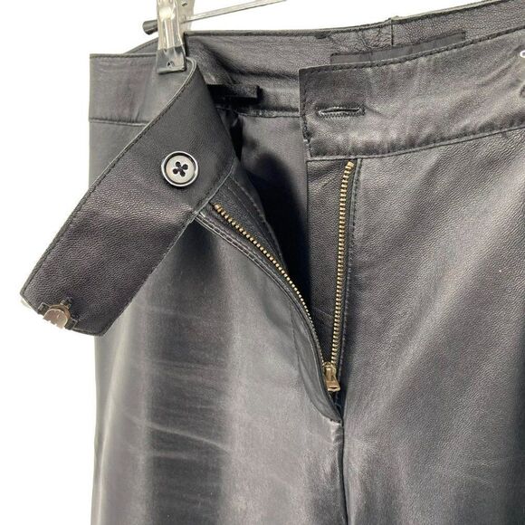 Alfani 100%‎ Leather Fully Lined Boot Cut Pants Black Women's Size 12 - Picture 6 of 11